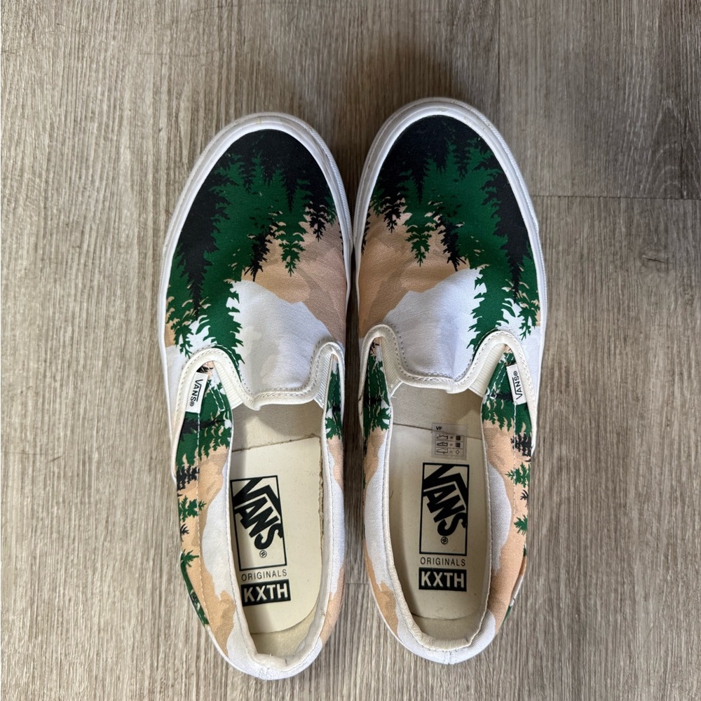 Kith x Van Slip-On Sneakers - Green and Tan
